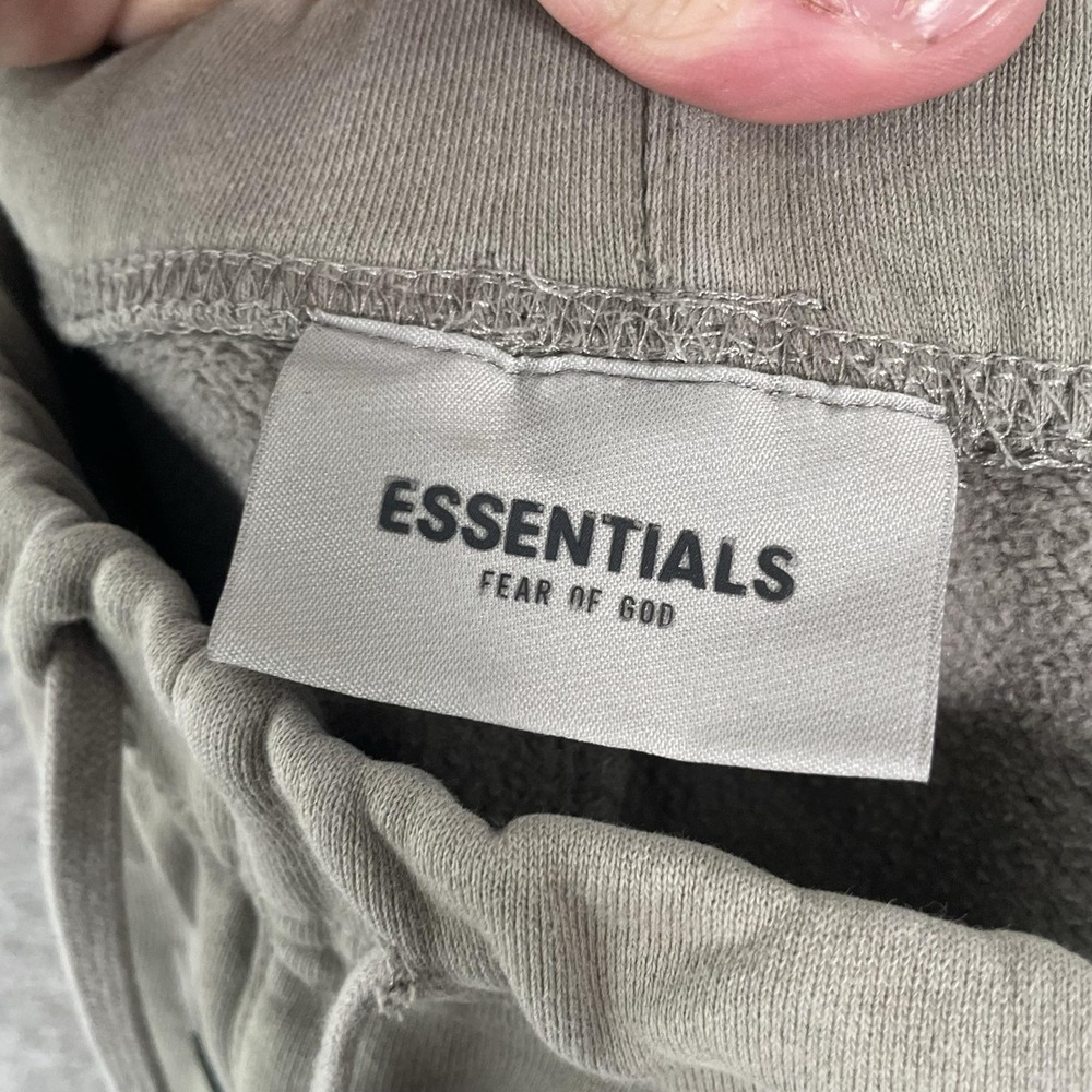Fear Of God Essentials Pants Mens Medium Beige Fleece Sweatpants Joggers Logo - Picture 8 of 11